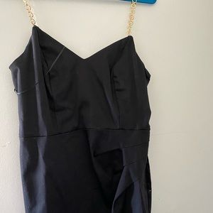 Black chain trim bodycon dress